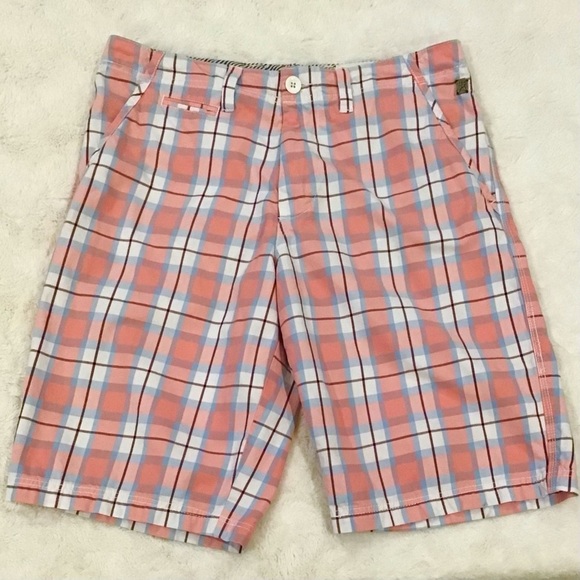 Marc Ecko Size 32 Plaid Pink Men’s Shorts Measures 34x11.5 Preppy Golf - Picture 1 of 9